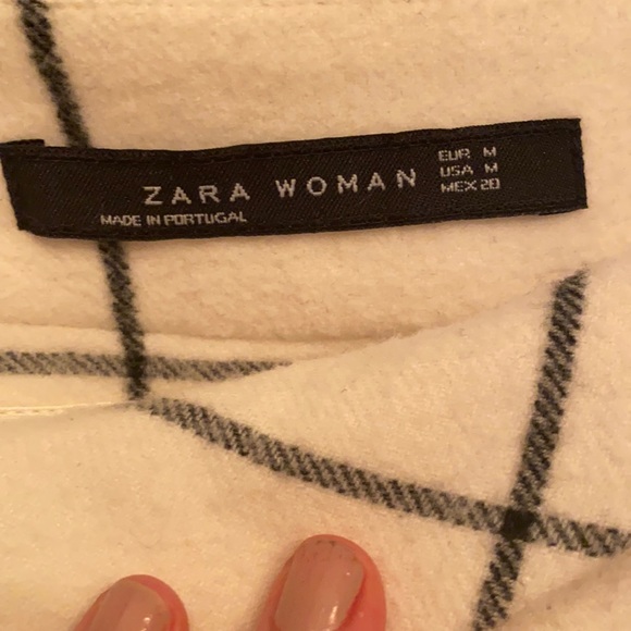 Zara Cream Grid Pattern Skirt - Picture 3 of 5